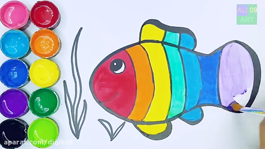 نقاشی حوض ماهی کودکانه
