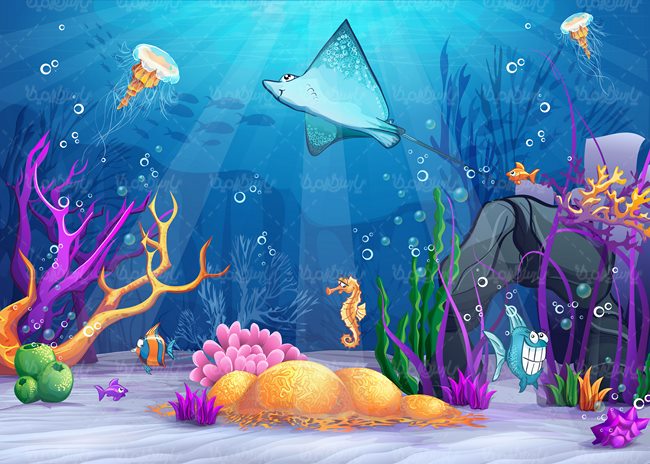 نقاشی ماهی زیر دریا
