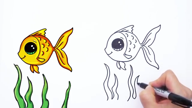 نقاشی کودکانه ماهی دریایی