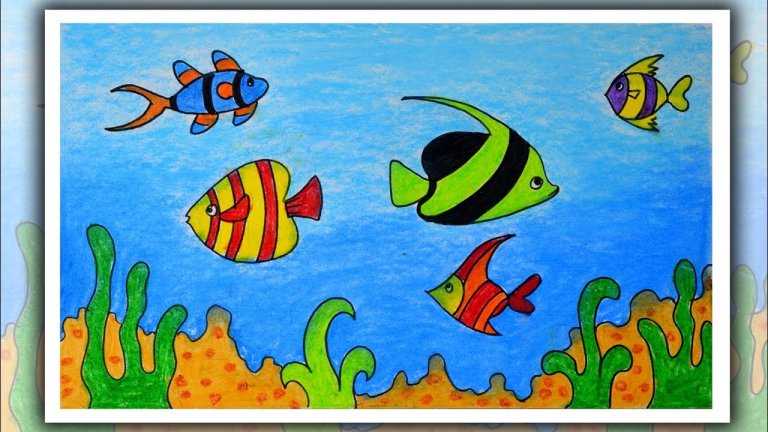نقاشی ماهی و عروس دریایی