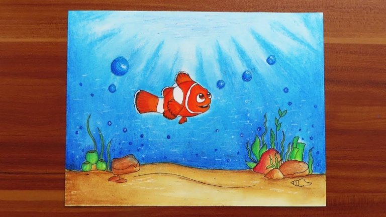 نقاشی ماهی زیر دریا
