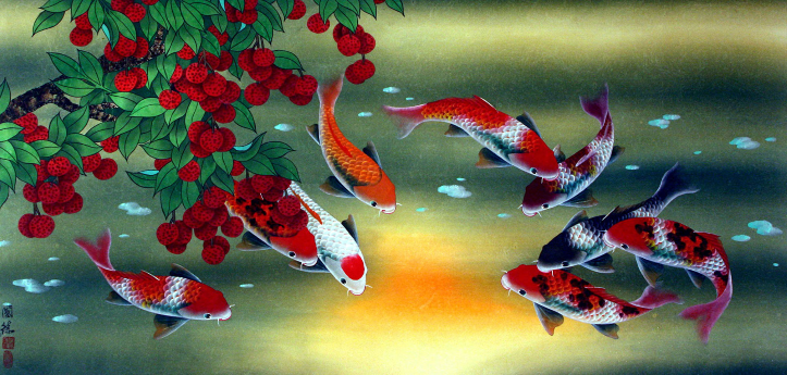 نقاشی ماهی قرمز ژاپنی