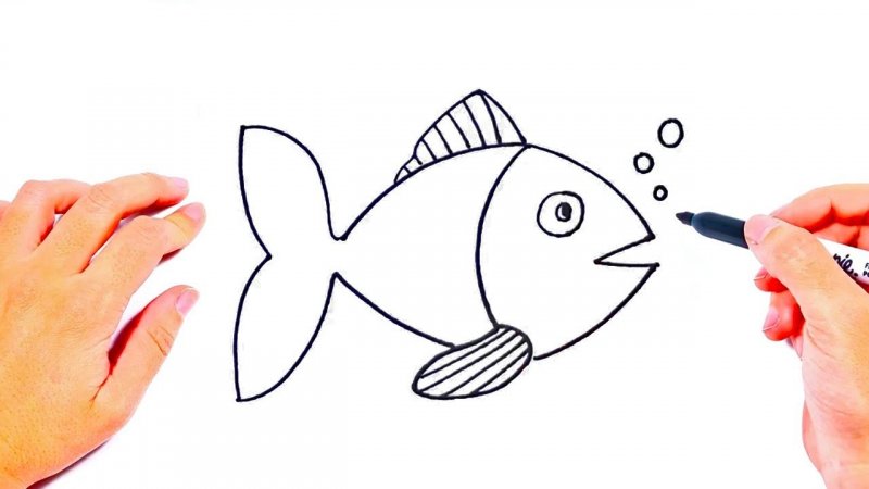 نقاشی ساده ماهی برای کودکان