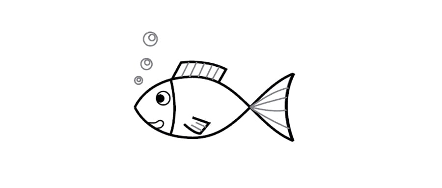 عکس نقاشی ساده ماهی در آب