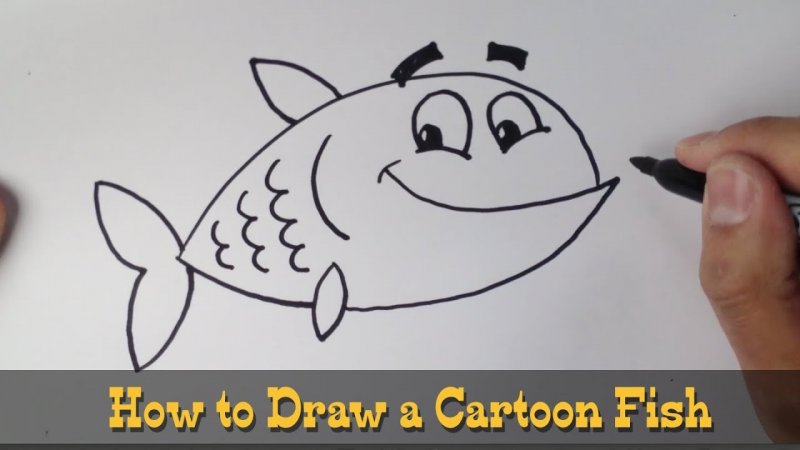 نقاشی کودکانه ماهی کارتونی
