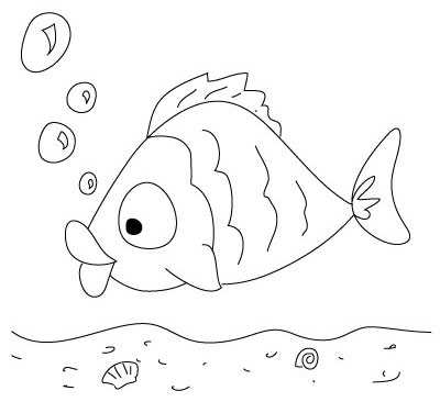 عکس نقاشی ساده ماهی در آب
