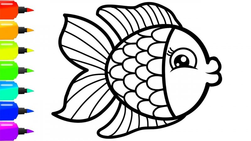 عکس نقاشی حوض ماهی کودکانه