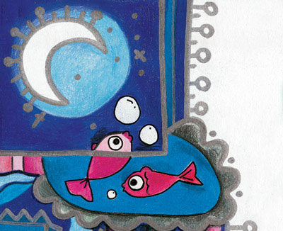 عکس نقاشی حوض ماهی کودکانه