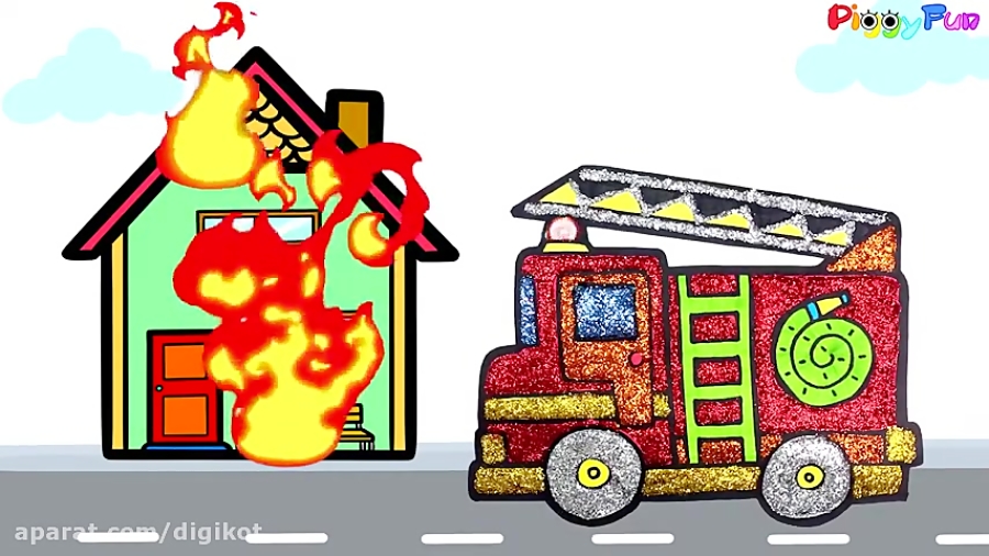 نقاشی ساده از ماشین آتش نشانی